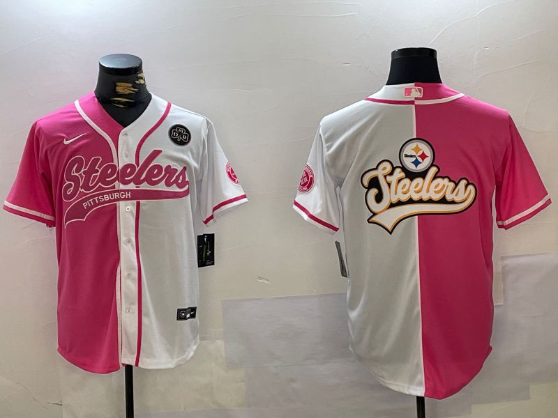 Men Pittsburgh Steelers Blank white pink Joint Name 2024 Nike Limited NFL Jersey style 7